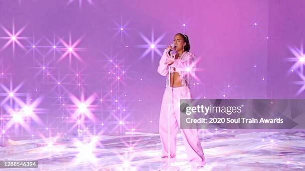 In this image released on November 29th, Snoh Aalegra performs during the 2020 Soul Train Awards presented by BET.