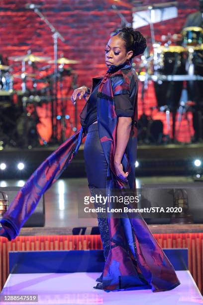 In this image released on November 29th, Tichina Arnold performs during the 2020 Soul Train Awards presented by BET.