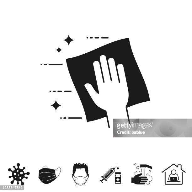 clean and sanitize with wipes. icon for design on white background - rubbing stock illustrations