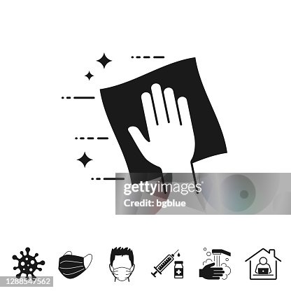 用濕巾清潔和消毒。用於白色背景設計的圖示 用濕巾清潔和消毒。用於白色背景設計的圖示