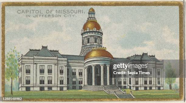 Capitol of Missouri in Jefferson City, from the General Government and State Capitol Buildings series for Allen & Ginter Cigarettes Brands Commercial...