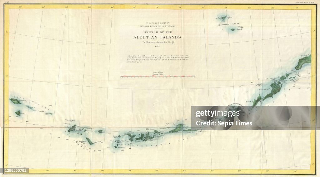 1873 U.S. Coast Survey Map of the Aleutian Islands