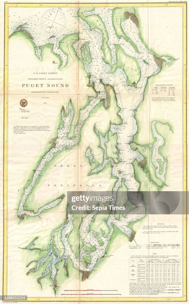 1867 U.S. Coast Survey Chart or Map of Puget Sound