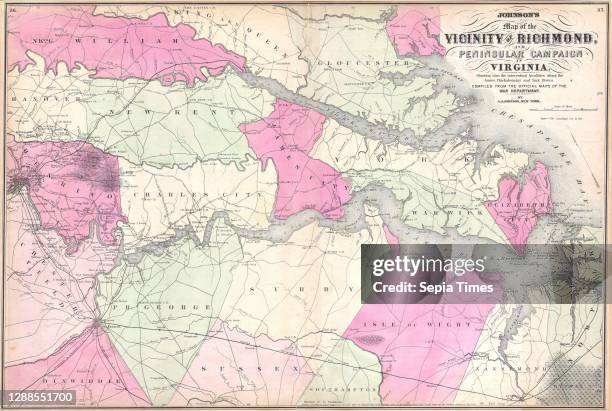 Johnson's Map of The Vicinity Of Richmond and Peninsular Campaign in Virginia.