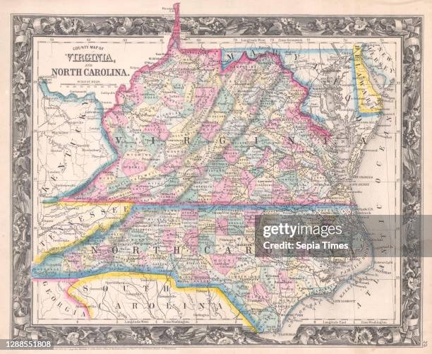 Mitchell Map of Virginia, undivided and North Carolina.