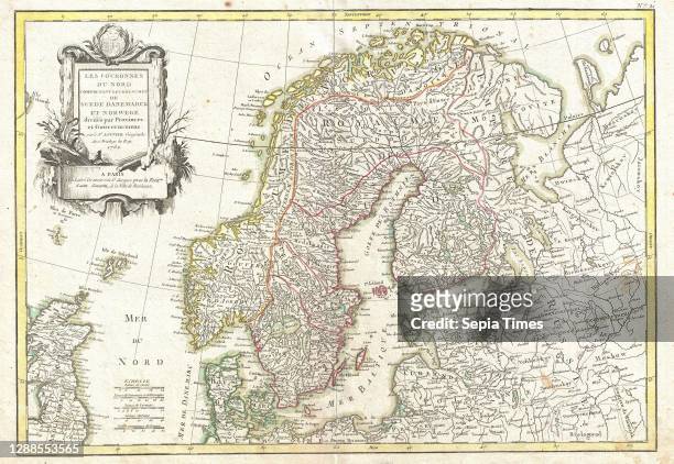 Janvier Map of Scandinavia, Norway, Sweden, Denmark, Finland.