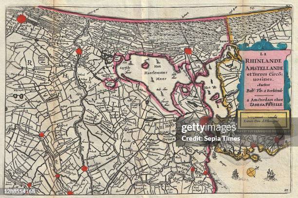 La Feuille Map of Amsterdam and Vicinity, the Netherlands.