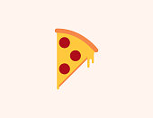 Pizza vector icon. Isolated slice of pizza flat colored symbol - Vector