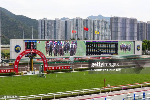 The Hong Kong Jockey Club simulcast for betting the Japan Cup from Tokyo Racecourse during the Sha Tin race meeting on November 29, 2020 in Hong Kong.