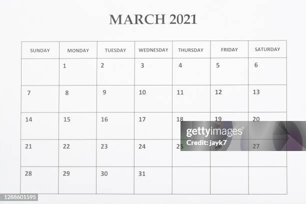 march month calendar - week stock-fotos und bilder