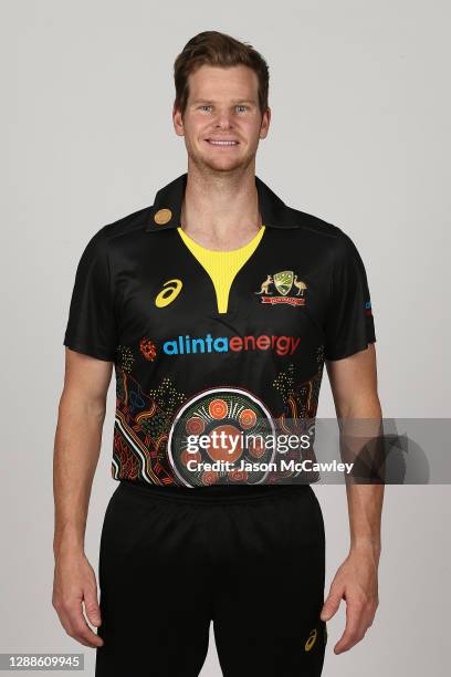 Steven Smith poses during the Cricket Australia Men's 2020/21 Headshots Session on November 30, 2020 in Canberra, Australia.