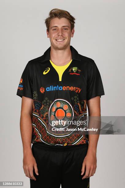 Cameron Green poses during the Cricket Australia Men's 2020/21 Headshots Session on November 30, 2020 in Canberra, Australia.