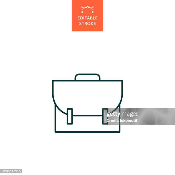 briefcase icon with editable stroke - presentation folder stock illustrations