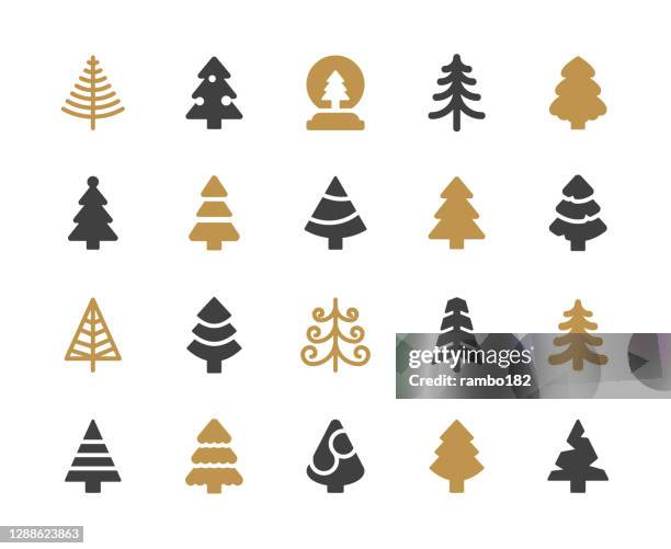 weihnachtsbaum-glyphe-symbole. pixel perfekt. für mobile und web. enthält wie weihnachtsbaum, natur, urlaub, weihnachten, kiefer, winter, feier, weihnachtskugel, weihnachtsschmuck, weihnachtsdekoration, umwelt, ökologie. - weihnachtsbaum stock-grafiken, -clipart, -cartoons und -symbole