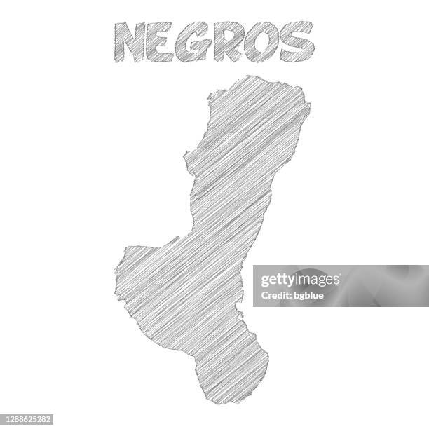 negros map hand drawn on white background - negros occidental stock illustrations