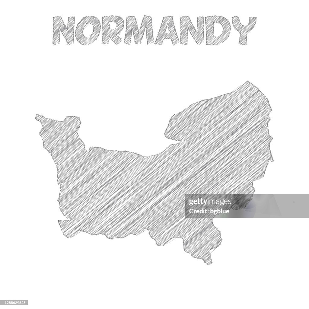Draw Normandy Normandy Map Hand Drawn On White Background High-Res Vector Graphic ...