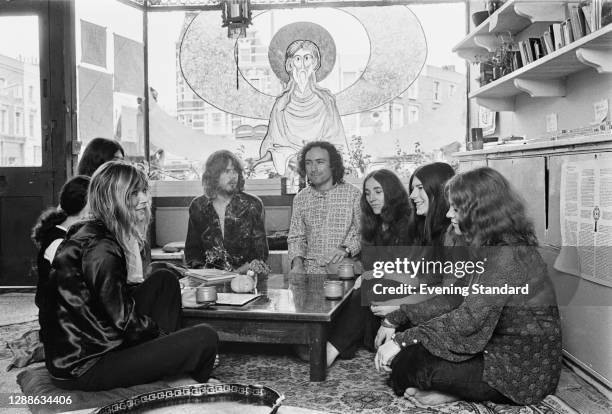 Group of witches or Wiccans meet for a ceremony, UK, July 1971.