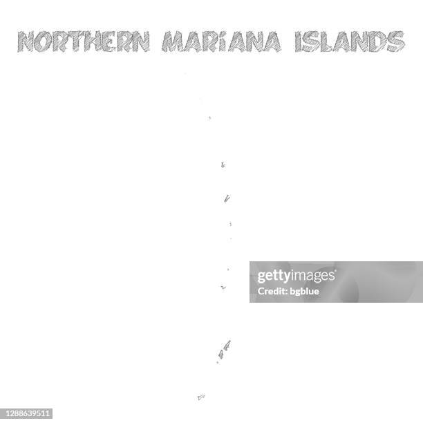 nördliche marianen karte handgezeichnet auf weißem hintergrund - northern mariana islands stock-grafiken, -clipart, -cartoons und -symbole