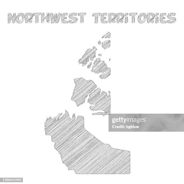 northwest territories map hand drawn on white background - yellowknife stock illustrations