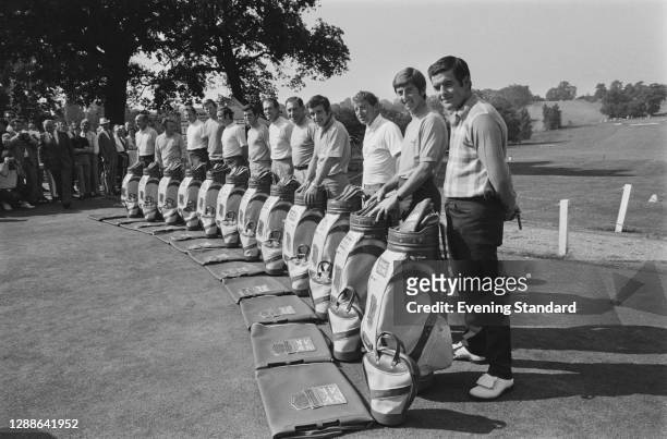 The Great Britain Ryder Cup team poses at the South Hertfordshire Golf Club, UK, 6th September 1971. From left to right, they are team captain Eric...