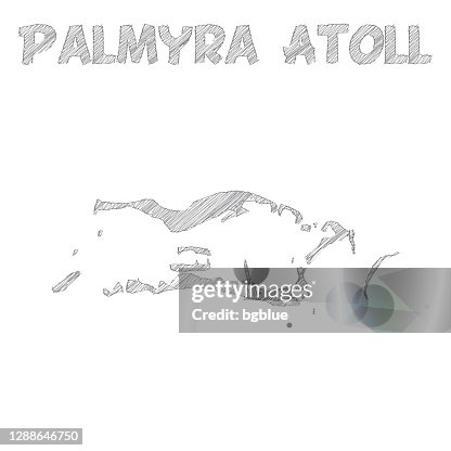 Palmyra Atoll Map Hand Drawn On White Background High-Res Vector ...
