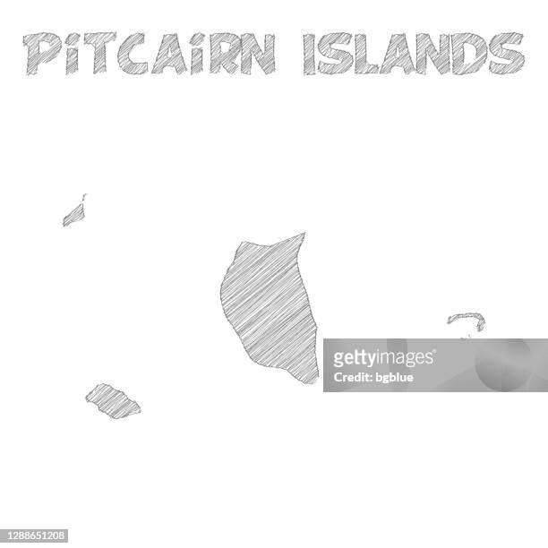 bildbanksillustrationer, clip art samt tecknat material och ikoner med pitcairn islands karta hand ritad på vit bakgrund - pitcairnöarna