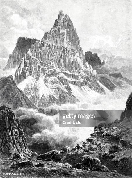 cimon della pala, dolomites - dolomites stock illustrations