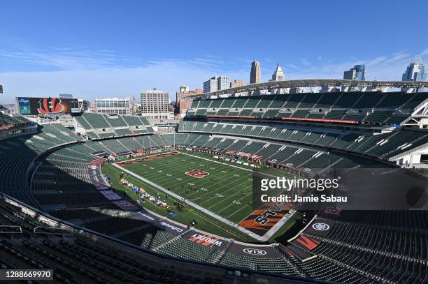 General view of Paul Brown Stadium before an NFL game between the Cincinnati Bengals and the New York Giants on November 29, 2020 in Cincinnati, Ohio.