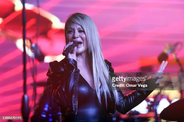 Marisol Terrazas of Los Horoscopos de Durango performs on stage during a Thanksgiving concert at Farwest Club on November 27, 2020 in Dallas, Texas.