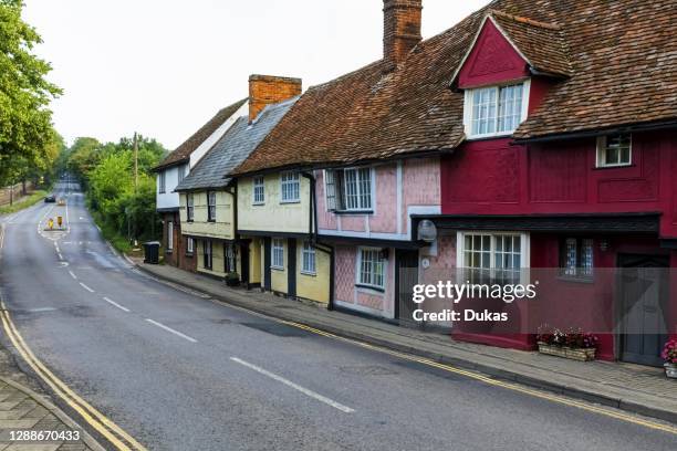 England, Essex, Saffron Walden, Bridge Street, Colourful Timber Framed Houses.