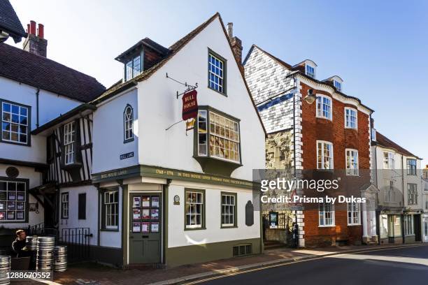 England, East Sussex, Lewes, High Street, Bull House,The Home of Thomas Paine, Writer and Revolutionary.