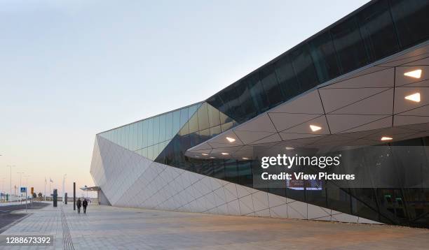 Exterior facade of Passenger Terminal. Ramon Airport, Eilat, Israel. Architect: Mann Shinar Architects, 2019.