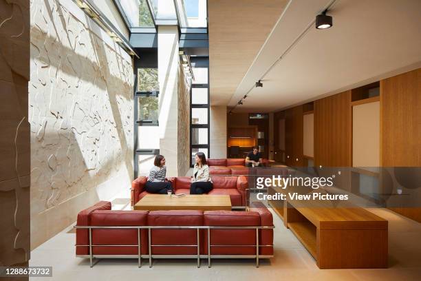 Interior view of seating area. Study Centre at St Johns College Library, Oxford, United Kingdom. Architect: Wright & Wright Architects LLP, 2019.