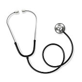 Stethoscope stainless steel realistic tool for diagnostics. Medical equipment. Acoustic device.