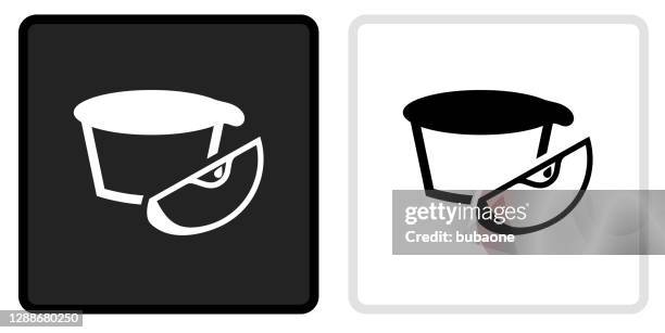 apple pie icon on black button with white rollover - apple pie white background stock illustrations