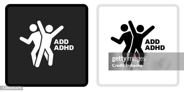 add.adhd icon on black button with white rollover - adhd stock illustrations