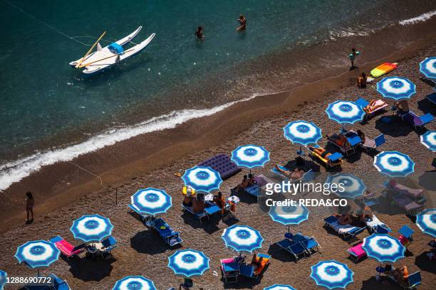 The shore of Positano, Amalfi Coast, Campania, Italy, Europe.