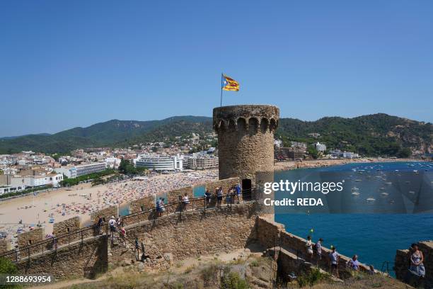 View from the Castle, Tossa de Mar, Costa Brava, Catalonia, Spain, Europe.