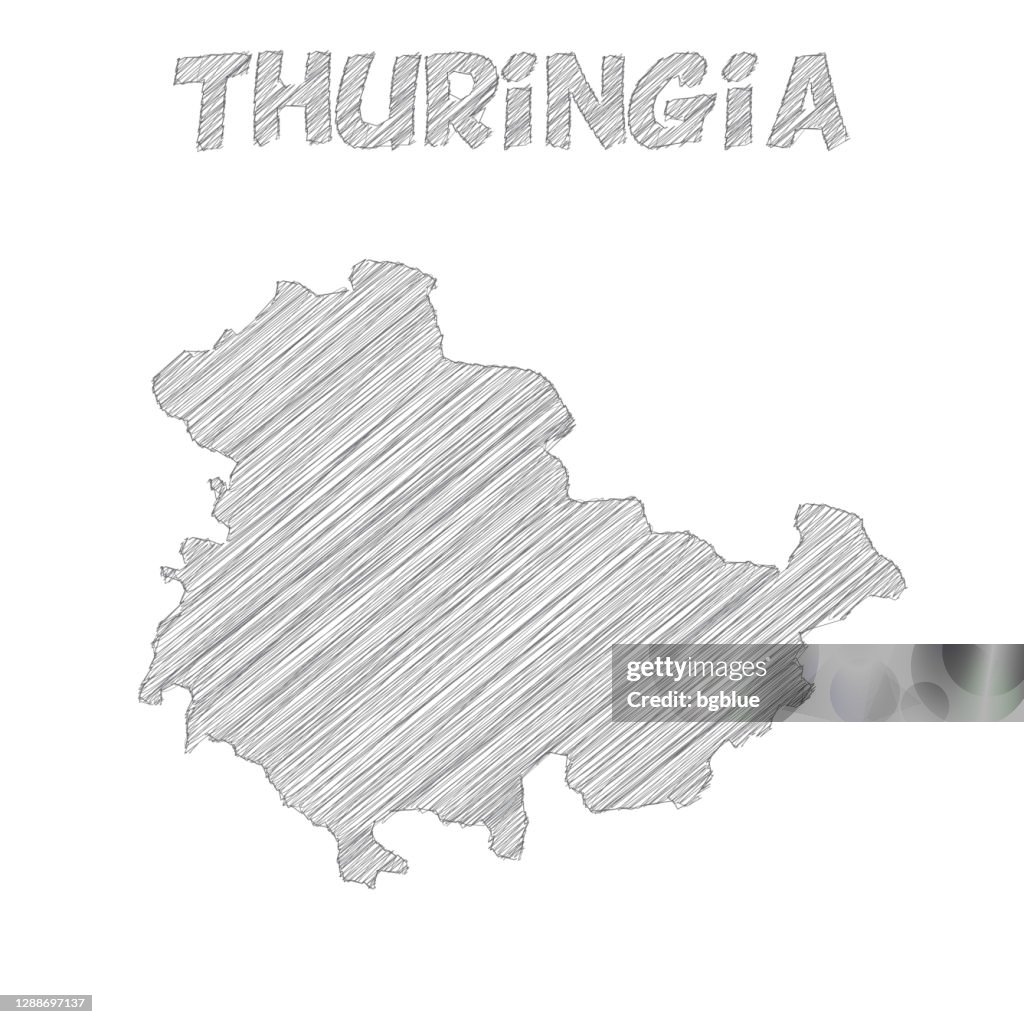 Thuringia Map Hand Drawn On White Background High-Res Vector Graphic ...