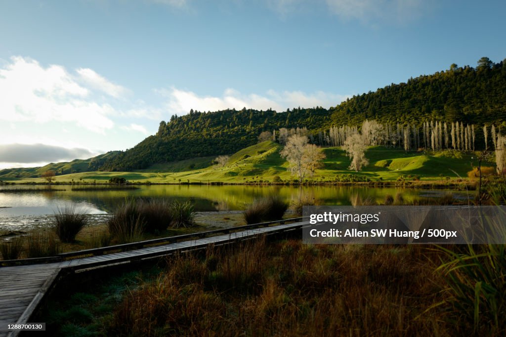 Scenic view of lake against sky,Bay of Plenty,New Zealand
