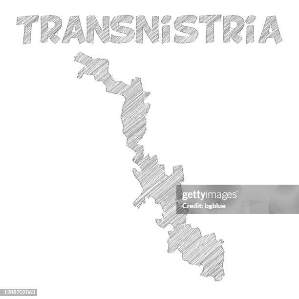transnistria map hand drawn on white background - scribble text white background stock illustrations