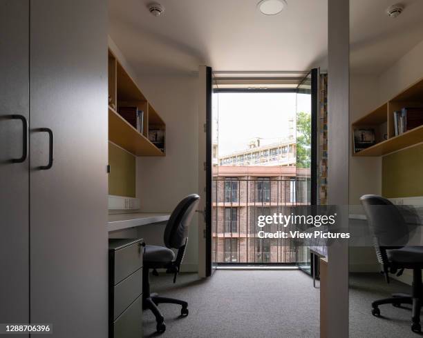 One of the student bedrooms. Chadwick Hall, London, United Kingdom. Architect: Henley Halebrown Architects, 2016.