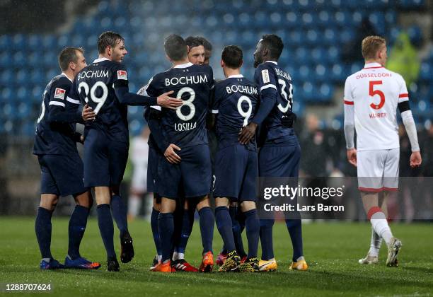 Robert Žulj of Bochum celebrate with his team mates after scores his team's 4th goal during the Second Bundesliga match between VfL Bochum 1848 and...