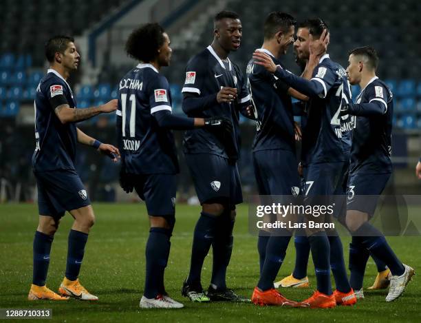 Miloš Pantović of Bochum celebrate with his team mates after he scores his team's 5th goal during the Second Bundesliga match between VfL Bochum 1848...