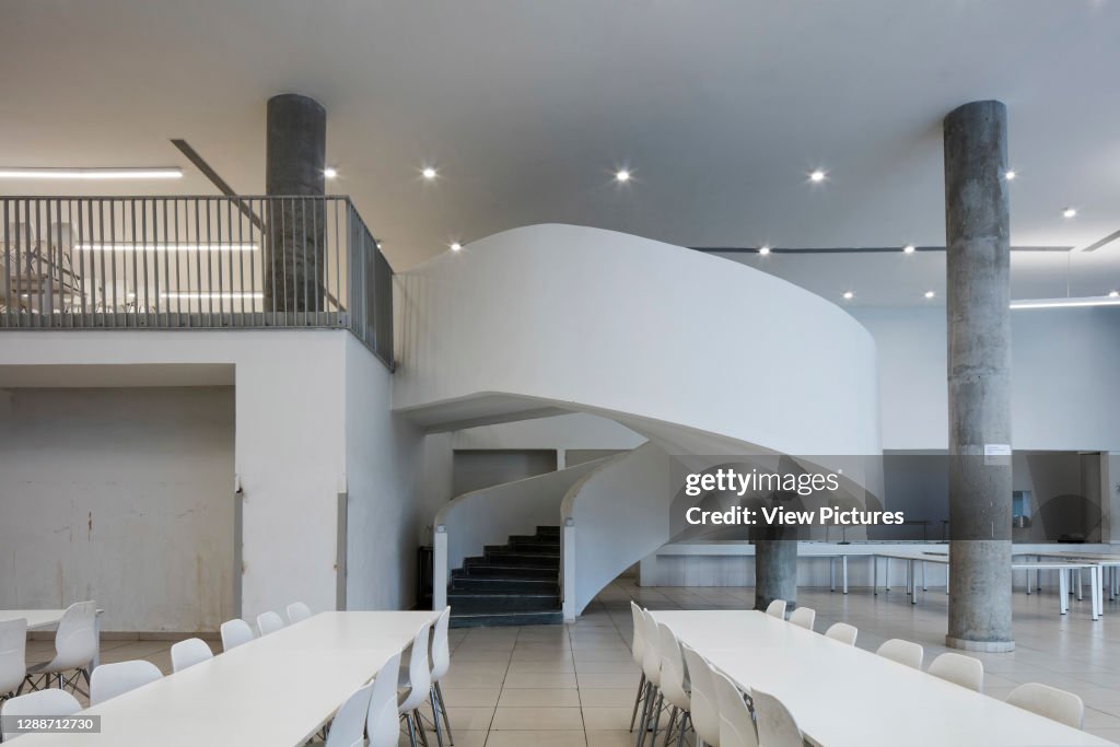 Ground level cafeteria. Thapar University, Patiala, India. Architect: McCullough Mulvin Architects, 2018.