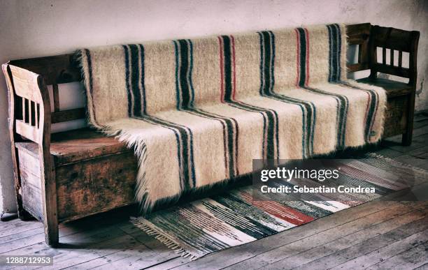 old bench bed, traditional in te old house. - shabby chic stock pictures, royalty-free photos & images