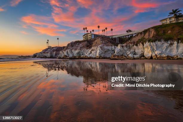 pismo beach sunset at low tide - pismo beach stock pictures, royalty-free photos & images