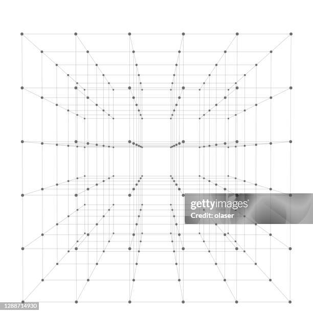 5x5x5 = 125の小さな立方体のワイヤーフレーム。視点付き。 - ワ�イヤーフレーム点のイラスト素材／クリップアート素材／マンガ素材／アイコン素材