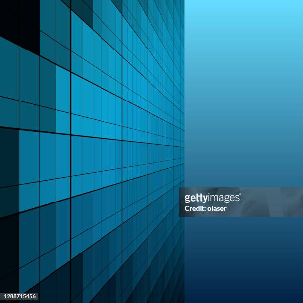 blue hour business and finance building facade with windows reflecting - bright future stock illustrations