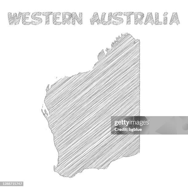 western australia map hand drawn on white background - western australia border stock illustrations